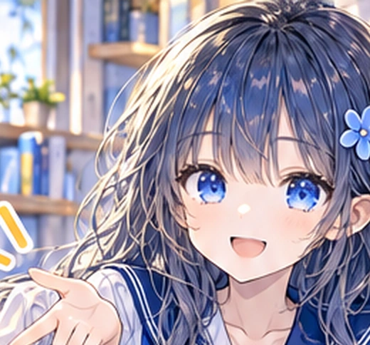 花の髪飾りをつけた、漫画の案内役ヒミノ