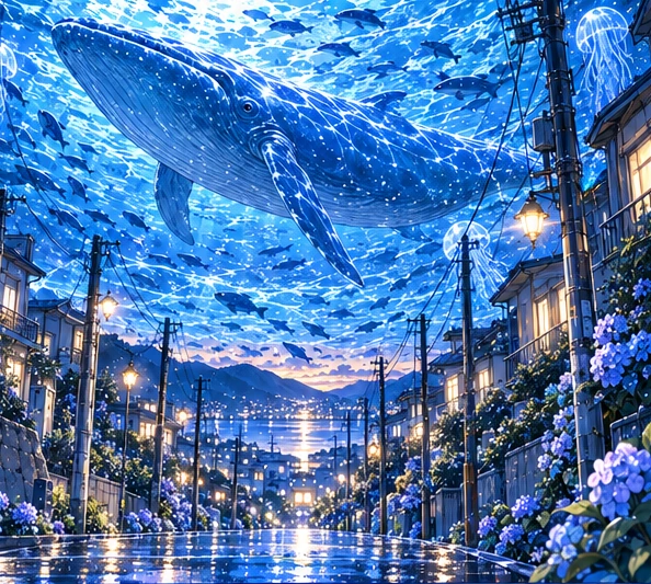 青と光でつくる、幻想の街。